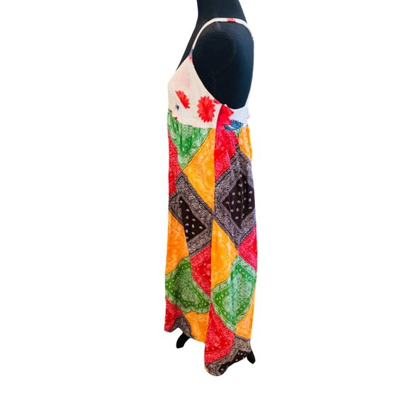 Blue Plate Vintage Bandana Patchwork Maxi Dress Sleeveless V-Neck Cottage Boho - Picture 5 of 8